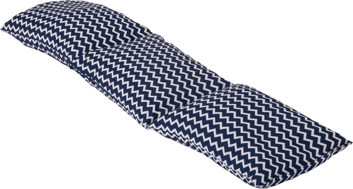 Goedkoopste Kersenpitkussen Langwerpig Cervico - 52 x 13cm - Blauw met Witte Golven