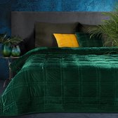 Oneiro’s luxe KRISTIN Type 2 Beddensprei Diep groen - 170 x 210 cm – bedsprei 2 persoons - beige – beddengoed – slaapkamer – spreien – dekens – wonen – slapen