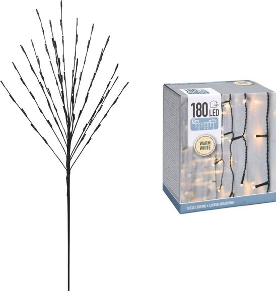 Kerst bundel Kerstverlichting Verlichte boom 110 cm & Lichtgordijn