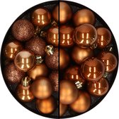 Kerstballen - kunststof - 30x stuks - bruin - 3 en 4 cm