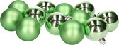 Kerstballen - 12 stuks - kunststof - groen - 6 cm