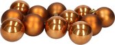 Kerstballen - 12 stuks - kunststof - bruin - 6 cm