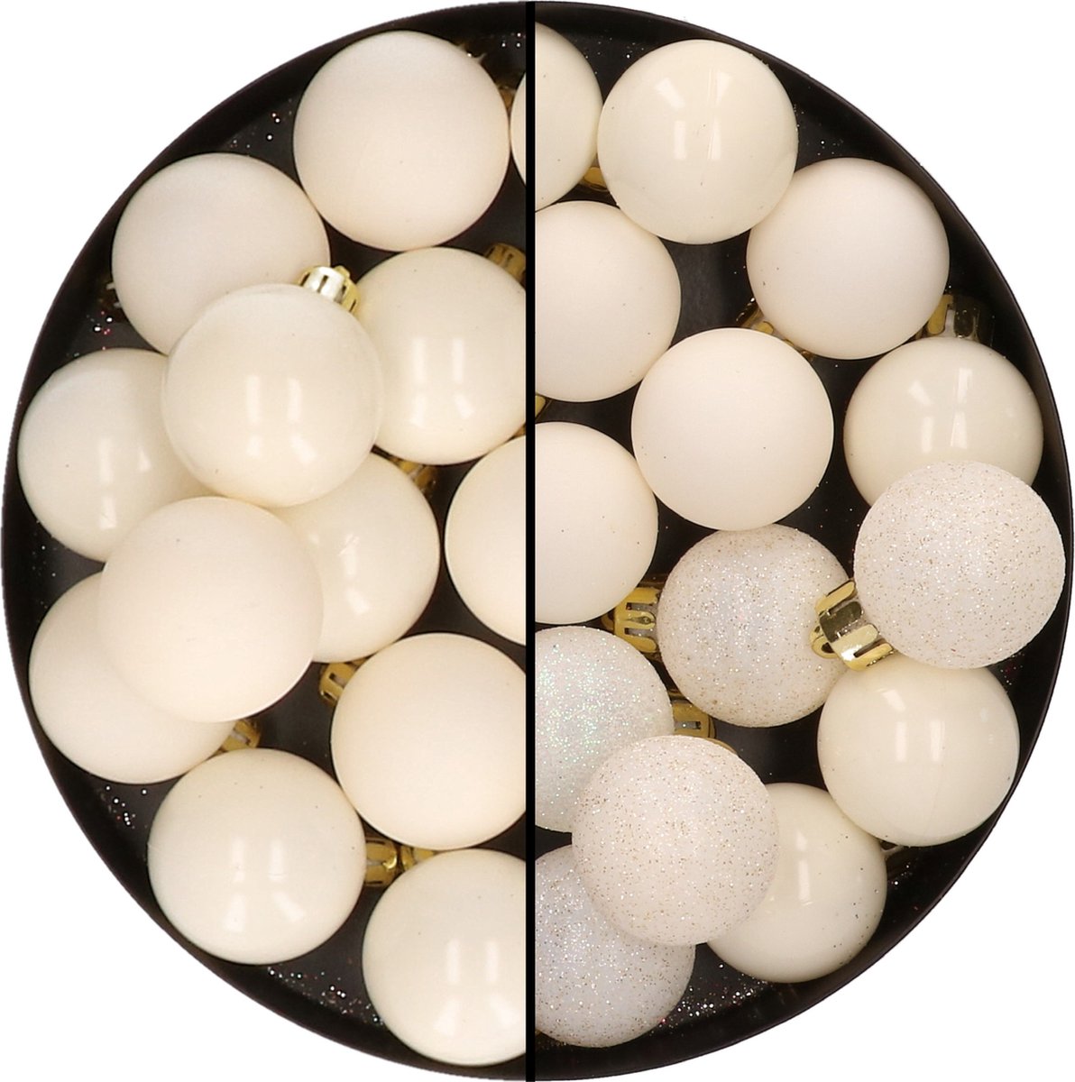 Kunststof kerstballen 30x stuks wol wit 3 en 4 cm