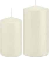 Trend Candles - Stompkaarsen set 2x stuks ivoor wit 12 en 15 cm