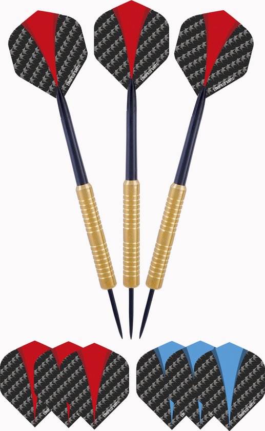 Houten cabinet rood / bruin + sisal dartbord inclusief 2 sets 18 gr darts van Abbey Darts — afbeelding 3