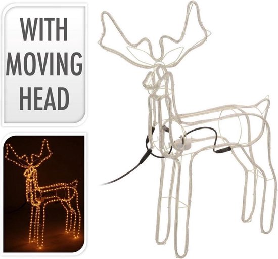 Lumineo Kerstfiguur verlicht - rendier - LED - helder wit - 34cm | Leen