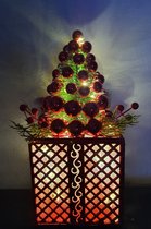 Luca Lighting Cadeau met kerstboom Rood ,  Warm White 24Led BO 15x15x33cm