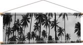 WallClassics - Textielposter - Heel Veel Palmbomen Zwart / Wit - 90x30 cm Foto op Textiel