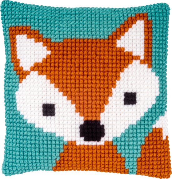VERVACO Borduurpakket Kussen Kruissteek KLAPROZENVELD Voorbedrukt Handwerkpakket voor Sierkussen 40 x 40 cm Zelf Maken Knutselen voor Volwassenen