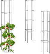 Relaxdays plantensteun tomaten 120 cm - set van 3 - zwarte tomatensteun - klimplantensteun