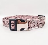 Halsband hond cheetah | Roze | Maat L | 35 - 60 cm| Breedte 2,5 cm | Dierenprint | Wandelen | Hondenhalsband