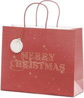 Giftbag Merry Christmas Rood - 32,5 x 26,5 x 11,5 cm