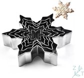 ZijTak - Sneeuwvlok uitsteekvorm - Cookie cutter - Kerst - Kerstmis - Christmas - Winter - Bakken - Koekjes- RVS - 5-delig - Snowflake