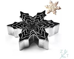 ZijTak - Sneeuwvlok uitsteekvorm - Cookie cutter - Kerst - Kerstmis - Christmas - Winter - Bakken - Koekjes- RVS - 5-delig - Snowflake