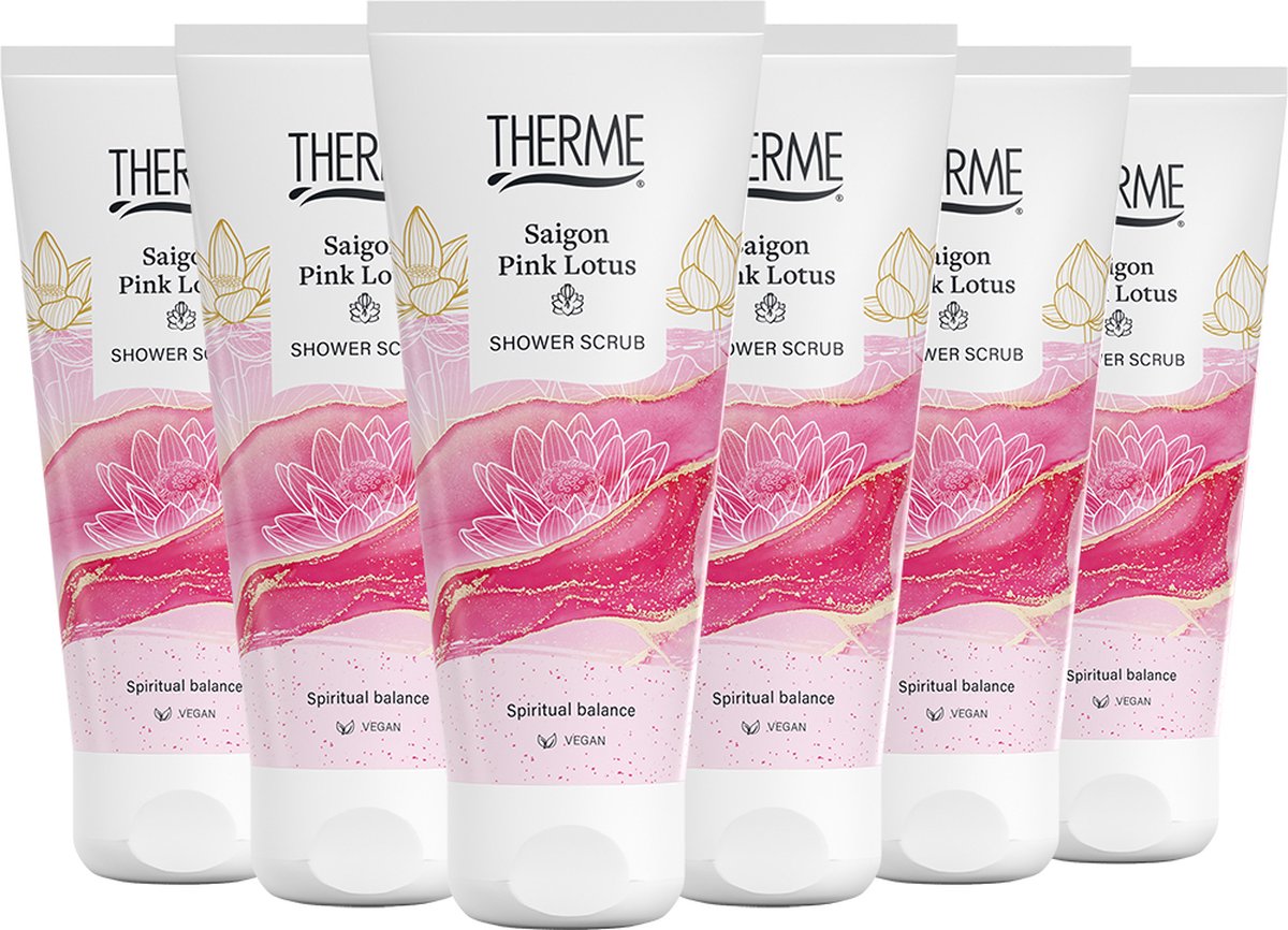 Therme Shower Scrub Saigon Pink Lotus 6 x 200 ml Voordeelverpakking