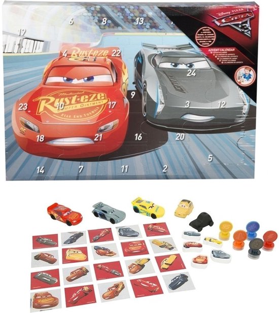 Adventkalender Cars - voor kinderen - speelgoed - jongens en meisjes - 24 delig