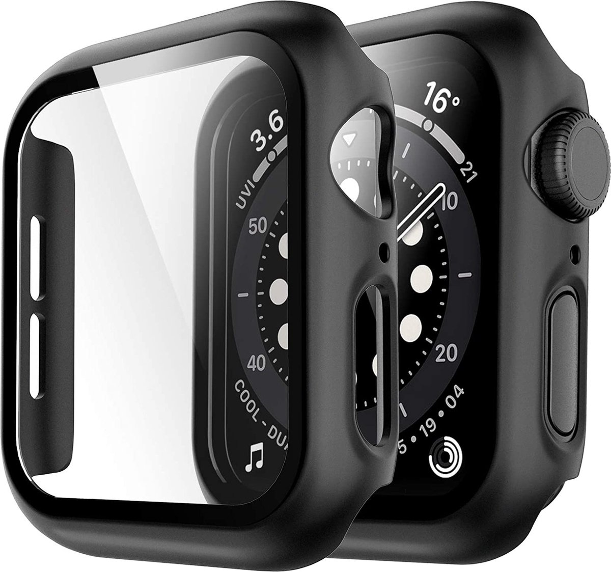 Geschikt voor Apple Watch SE 40mm 2022 Hoesje - Case Zwart + Screenprotector - Cover Glas