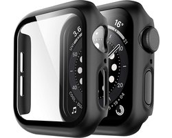Geschikt voor Apple Watch SE 40mm 2022 Hoesje - Case Zwart + Screenprotector - Cover Glas