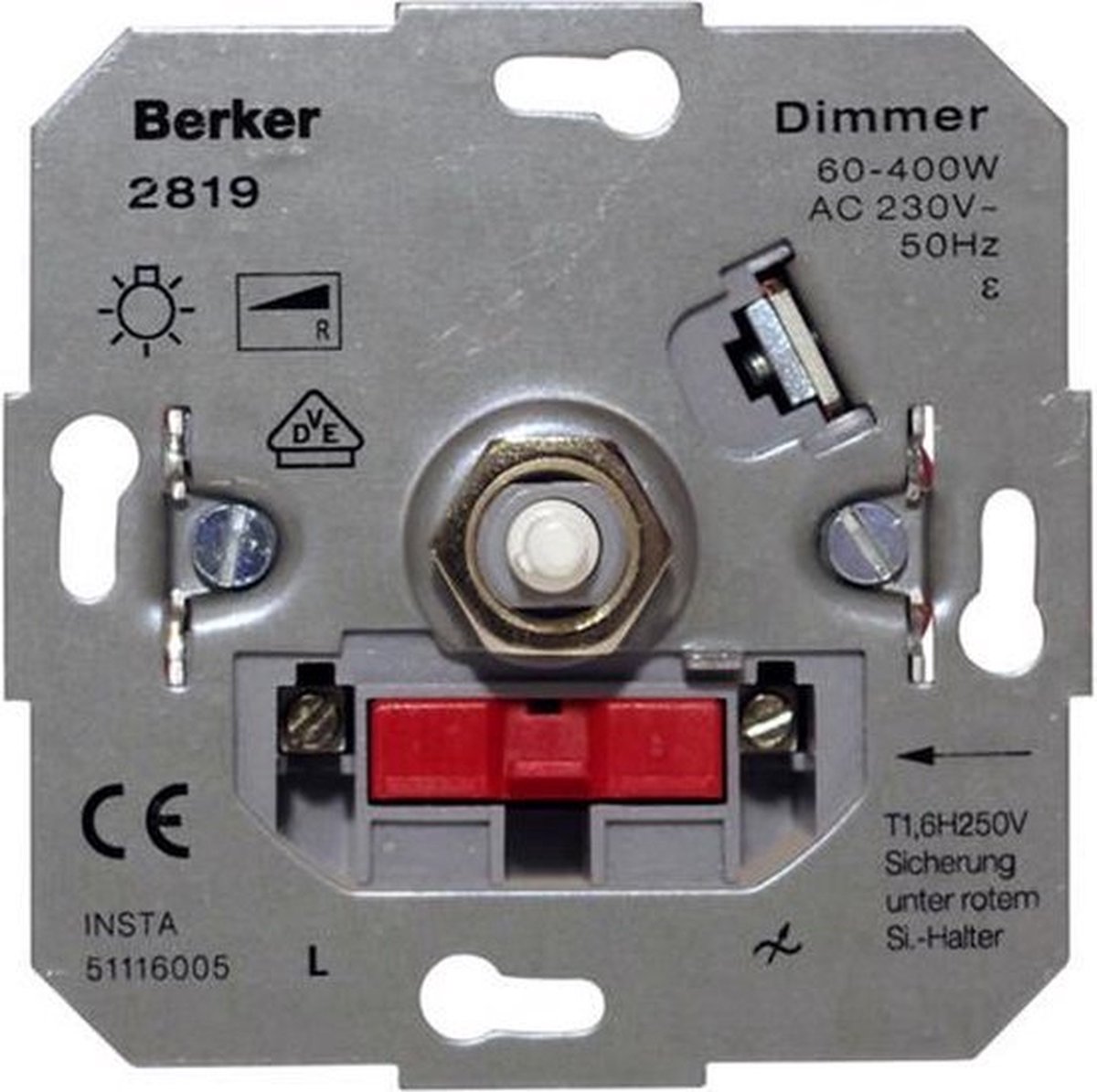 Berker 2819 dimmer - Inbouw - 230V verlichting en halogeen zonder transformator - 60 tot 400 watt