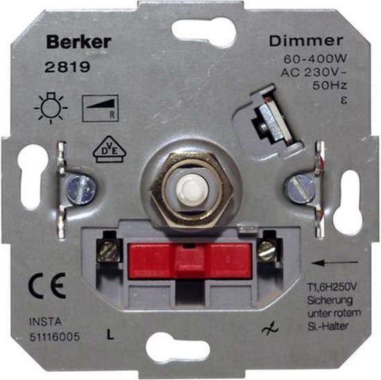 Berker 2819 dimmer - Inbouw - 230V verlichting en halogeen zonder transformator 60... | bol.com