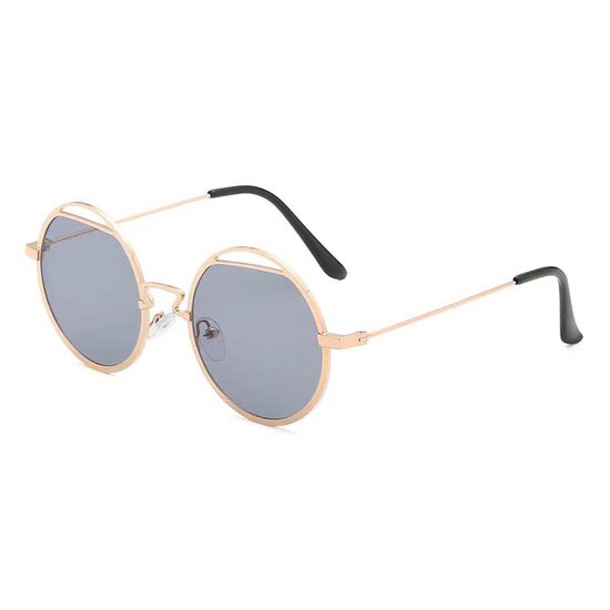 Freaky Glasses - Zonnebril rond - Festivalbril - Bril - Feest - Glasses - Heren - Dames - Unisex - Kunststof - goud - zwart van Freaky Glasses — afbeelding 2