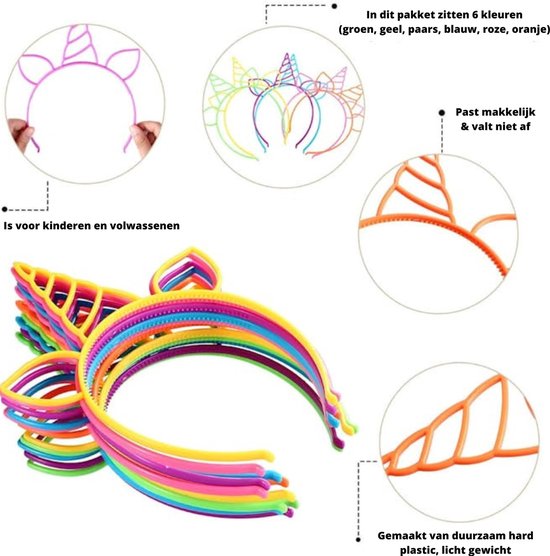 Unicorn diadeem - goudkleurig/roze - 11x17.5 cm