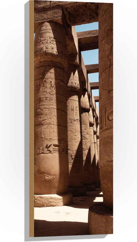 WallClassics - Hout - Hypostyle Zaal in Karnak - Egypte - 30x90 cm - 12 mm dik - Foto op Hout (Met Ophangsysteem)