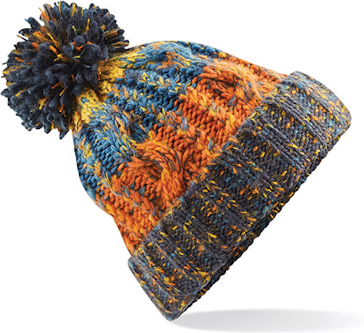 Beechfield 'Corkscrew Pom Pom Beanie' Retro Blues