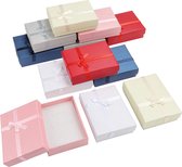 Kurtzy Papieren Sieraden Display Geschenk Doosjes (12 Pak) 8,5 x 6,5 x 2,5cm – 6 Kleuren – Kartonnen Verpakking Doos Set met Schuim Inleg Voor Oorbellen, Kettingen, Armbanden & Ringen