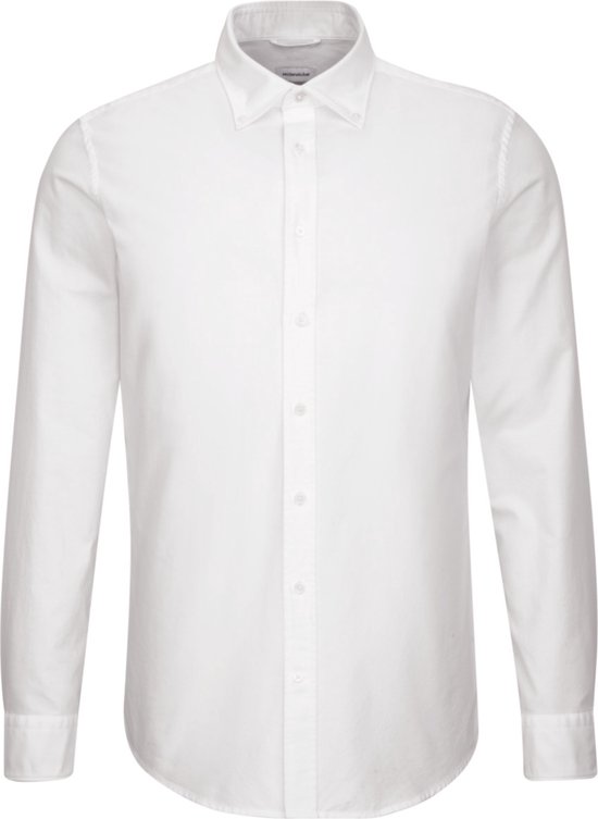 Seidensticker shaped fit overhemd - Oxford - wit - Strijkvriendelijk - Boordmaat: 37