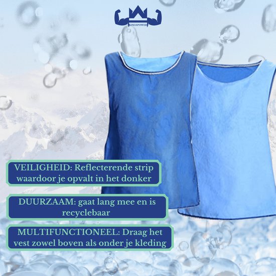 KingsPower Koelvest - Unisex - Blauw - One Size - Water Verkoelingssysteem - Verkoelende Kleding voor Werk