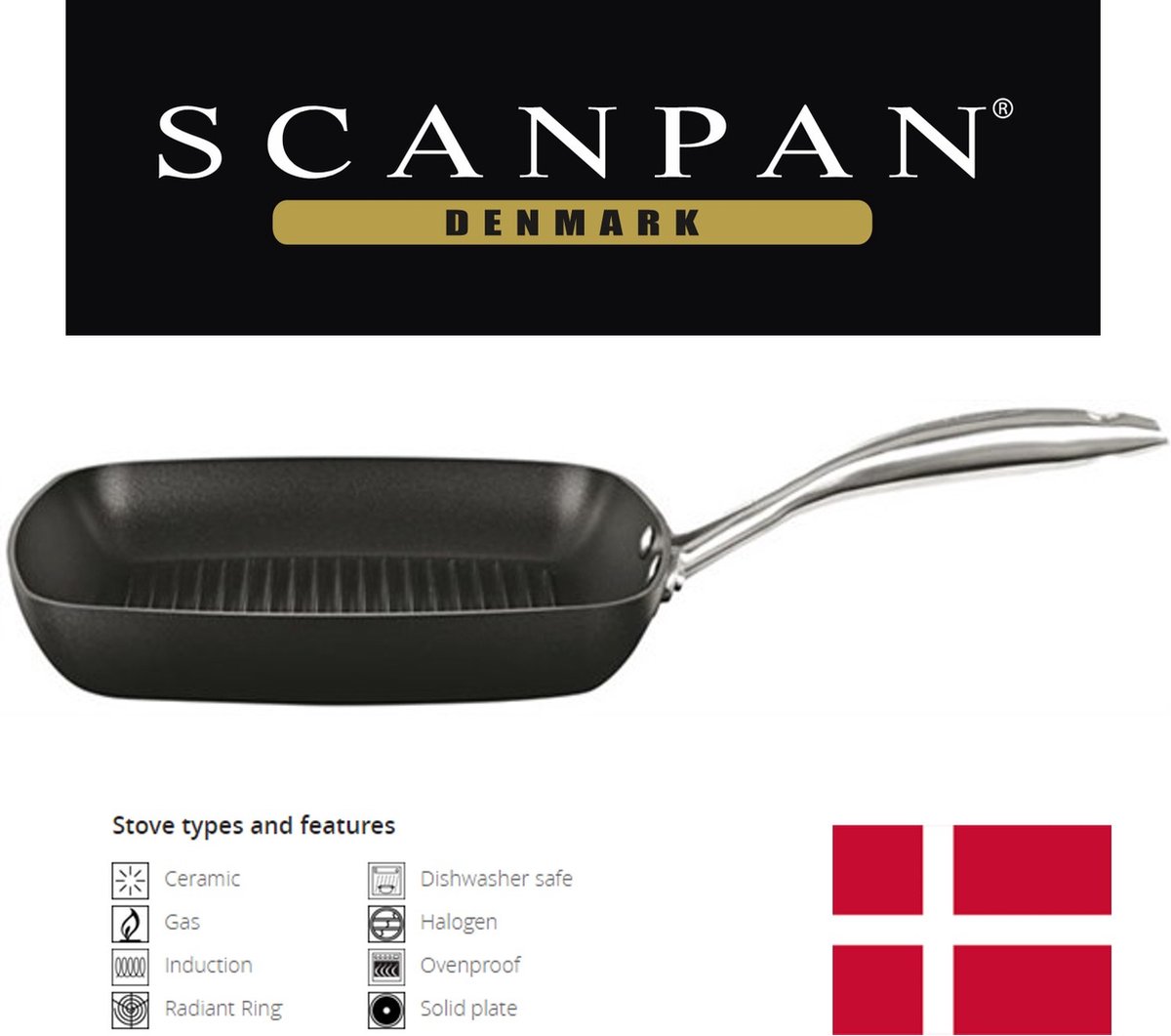 Poêle grill Scanpan Pro IQ 27 cm - Induction - Revêtement