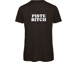 T-shirt zwart L - Piste Bitch - soBAD. | Foute apres ski outfit | kleding | verkleedkleren | wintersport t-shirt | wintersport dames en heren
