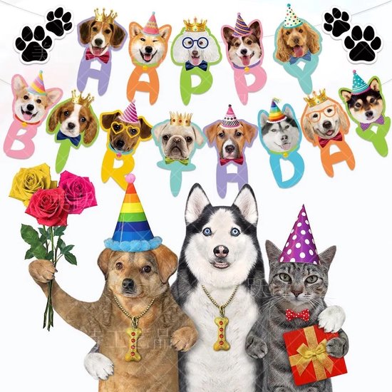 onhandig piano Gouverneur Banner Happy Birthday Dogs XL - hond - slinger - verjaardag - decoratie -  huisdier -... | bol.com