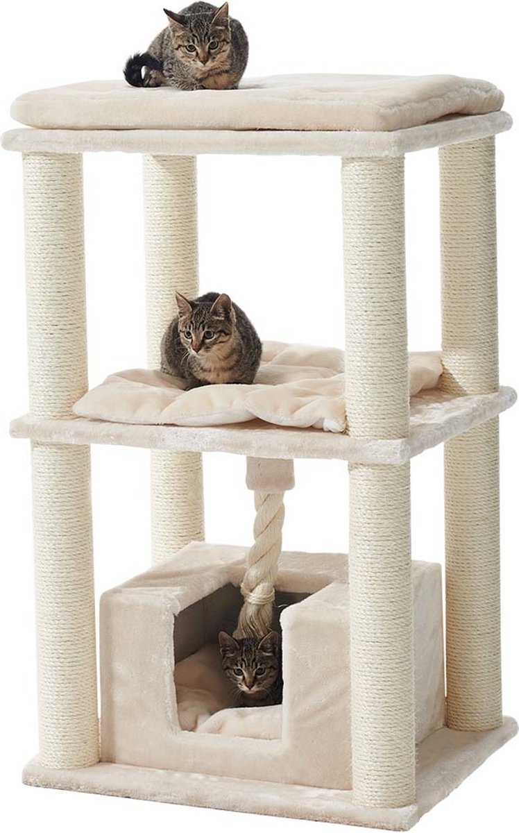 Nobby Krabmeubel Brida – Krabpaal – Huisje – Creme – Beige – Touw – 60 x 48 x 90 cm