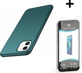 Shieldcase Ultra thin case geschikt voor Apple iPhone 12 / 12 Pro - 6.1 inch - groen + glazen Screen Protector