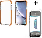 ShieldCase Bumper Shock case - telefoonhoesje geschikt voor Apple iPhone 12 Mini - shockproof - doorzichtig hoesje - optimale bescherming - oranje + glazen Screen Protector