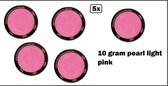 5x PXP Professional Colours 10 gram pearl light pink  - Schmink roze festival thema feest party fun