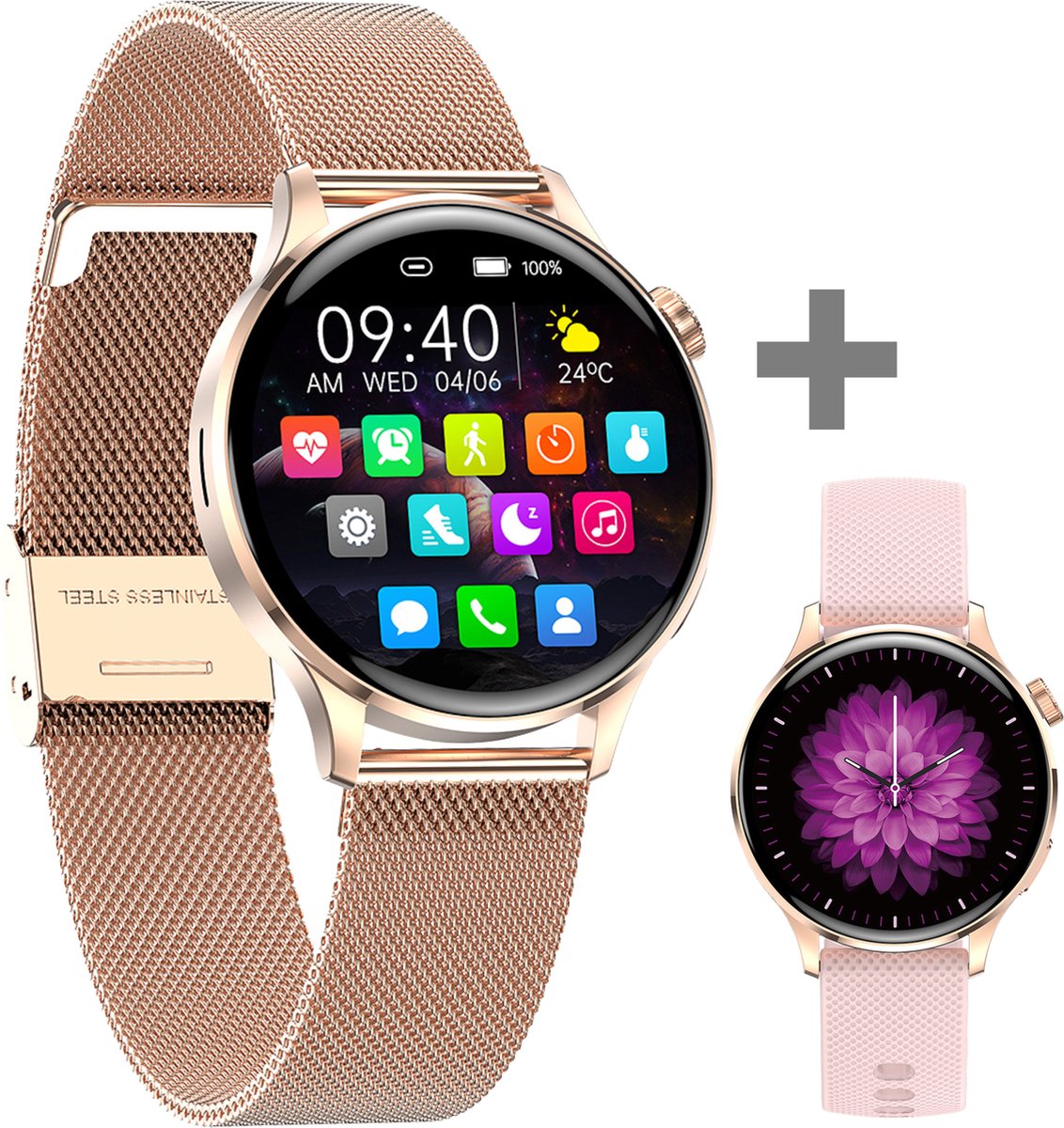 LUXXOZ Smartwatch Dames Horloge Dames Stappenteller 