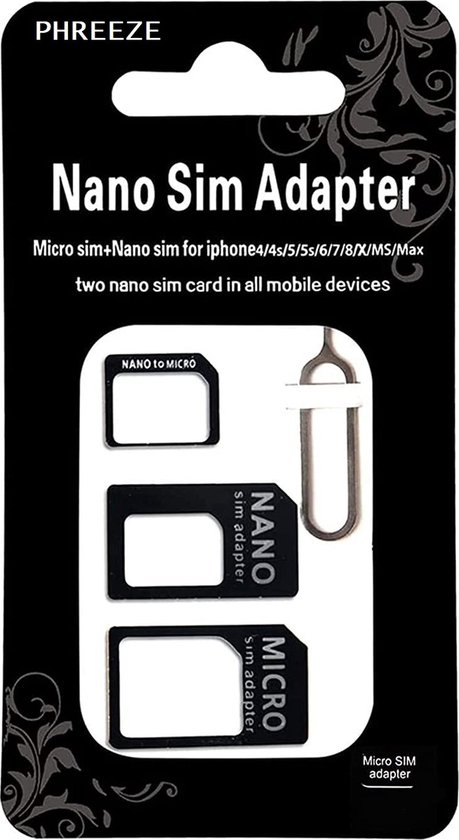 Set d'adaptateurs SIM + outil de retrait de carte SIM - Adaptateur de carte  SIM pour