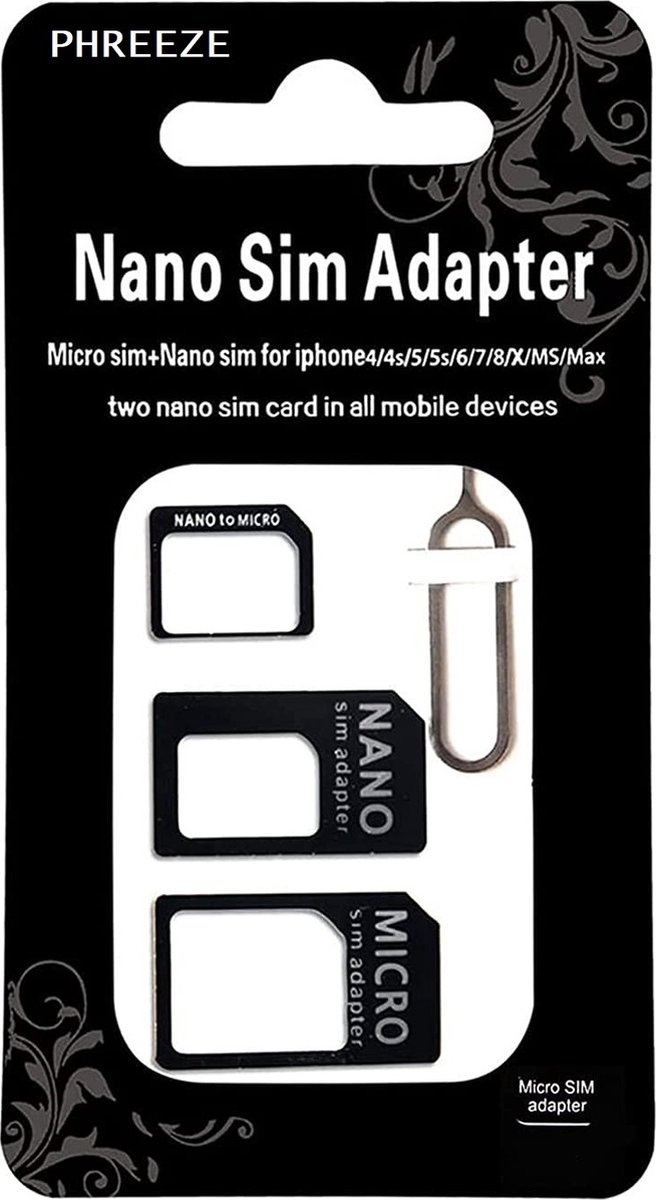 Sim Adapter Set + Verwijdertool Simkaart - Sim Card Adapter voor KPN/TELE2/TMOBILE etc.