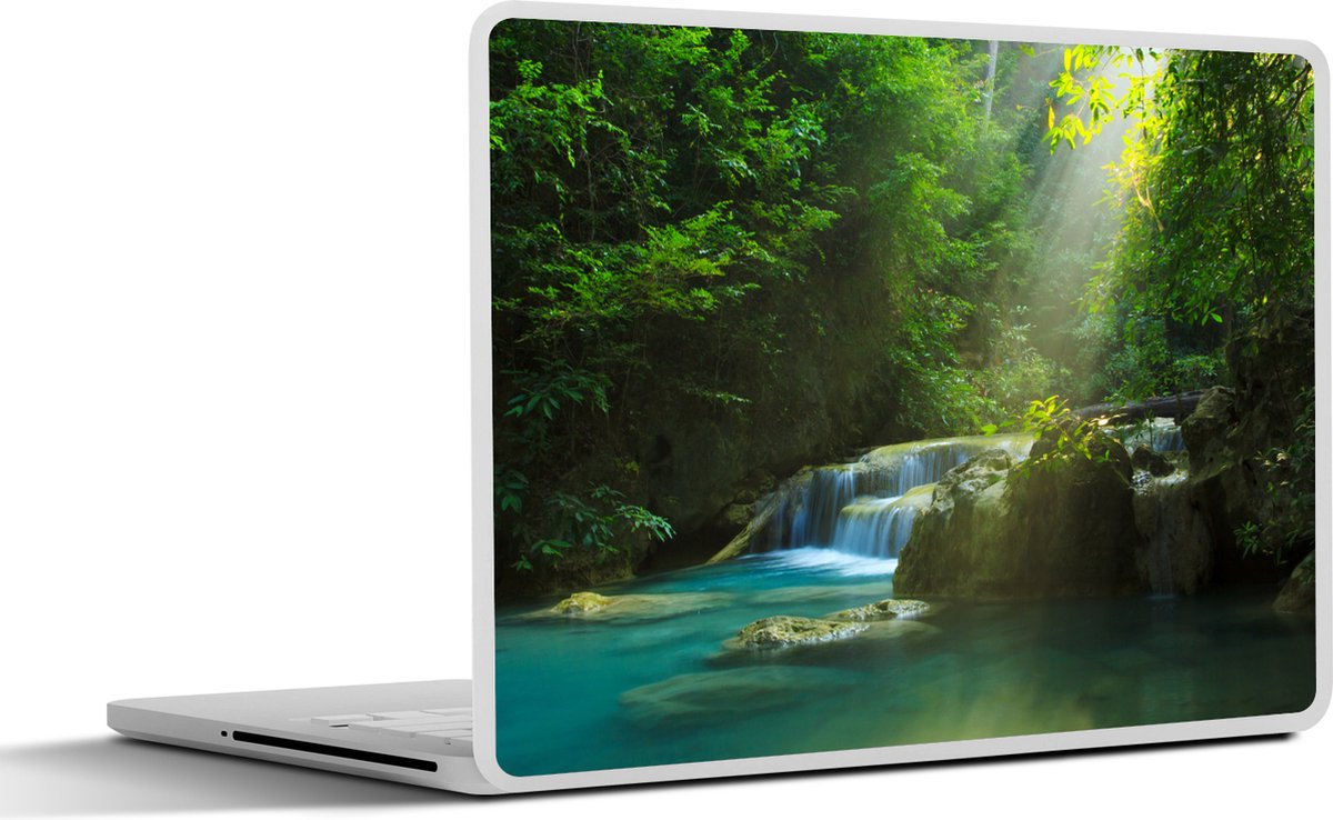 Laptop sticker - 12.3 inch - Jungle - Waterval - Planten - Jongens - Meisjes - Kinderen - 30x22cm - Laptopstickers - Laptop skin - Cover