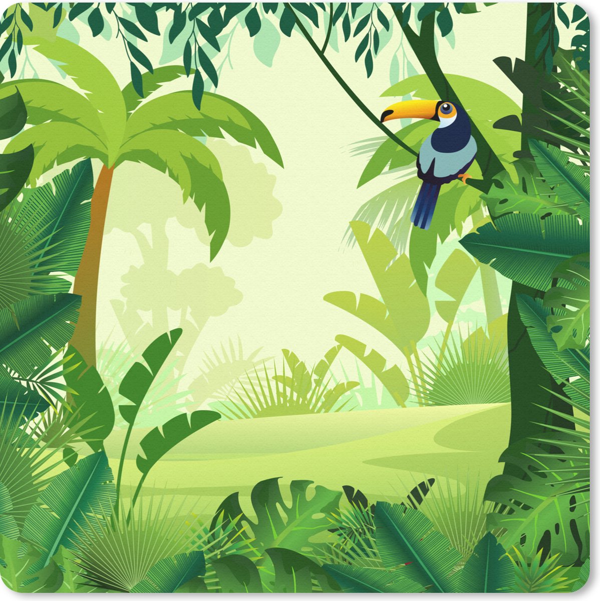 Muismat 20x20 cm - Mousepad Jungle - Toekan - Vogel - Jongens - Meisjes - Kind - Muismatten