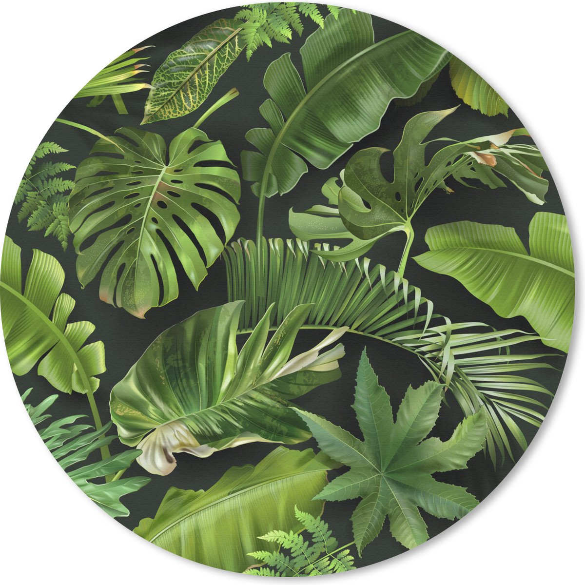 Muismat rond 30x30 cm - Mousepad Patroon - Tropisch - Bladeren - Jongens - Meisjes - Kinderen - Kindje - Ronde muismatten