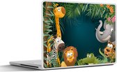 Laptop sticker - 15.6 inch - Kleuren - Jungle dieren - Bladeren - Meisjes - Jongetjes - Kinderen - 36x27,5cm - Laptopstickers - Laptop skin - Cover