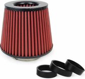 AMiO Open Luchtfilter Sport Filter met Cold Air Intake & 3 Adapters Rood - Carbon