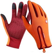 Fiets Handschoenen - Oranje - Met ritssluiting - Racefiets - Mountainbike - Winter - Maat M