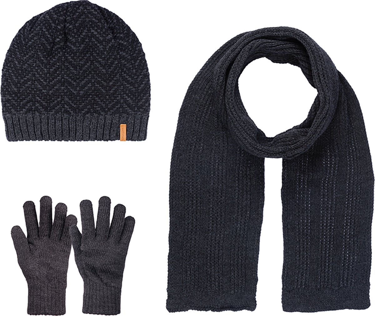 SUYUTTI Heren 3-Delig Winter Set | Muts met Fleecevoering - Sjaal - Handschoenen | 22002-04-03 | Anthracite