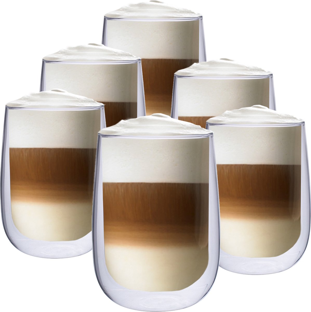 Latte Macchiato Glazen - Dubbelwandige Koffieglazen - Cappuccino Glazen - 450 ML - 6x