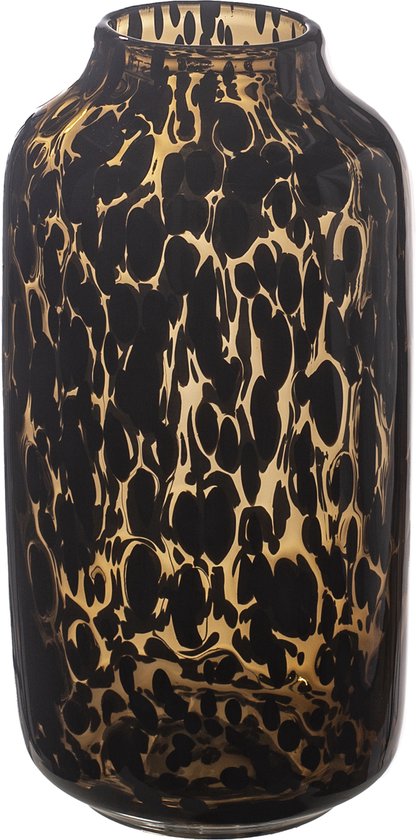 STILL - Glazen Vaas - Black Puma - Cheetah - Bruin Zwart - 16x32 cm